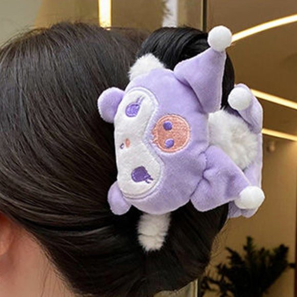 Devilishly Kawaii Plush Hair Claw | Hair Ponytail Updo Kuromi Hair Clip - Picture 2 of 4